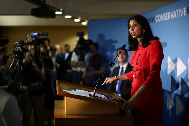 British Attorney General and Conservative leadership candidate Suella Braverman attends the Conservative Way Forward launch event in London