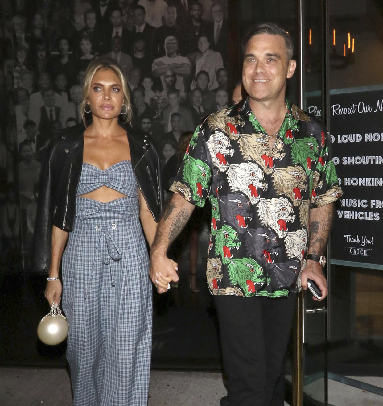 Photo by: GOTPAP/STAR MAX/IPx 2018 9/14/18 Robbie Williams and Ayda Field are seen outside Catch Seafood Restaurant in West Hollywood, Los Angeles, CA.