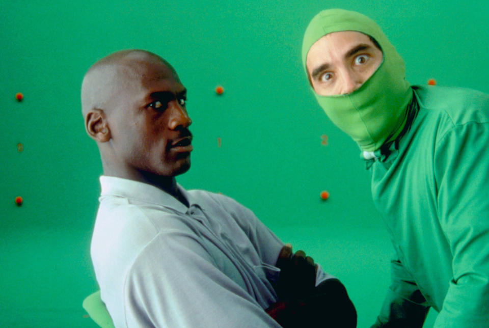 Jordan in front of a green screen