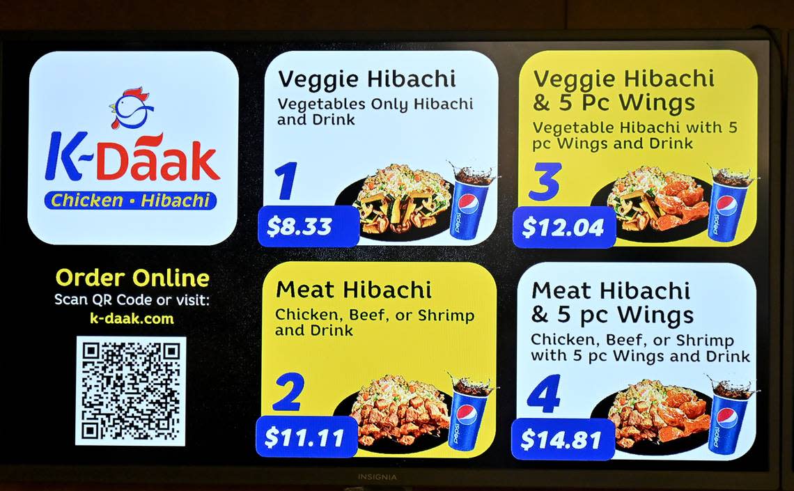 A few of the options at K-Daak on Northside Drive. The new restaurant offers Korean-style chicken and hibachi.