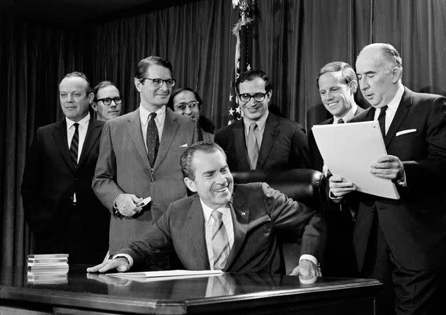 John Dean and others with President Richard Nixon in 1970. (Photo: via Associated Press)