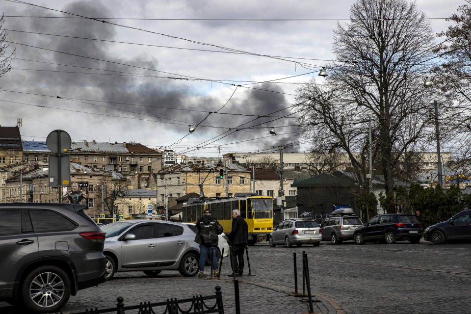 Missile strikes on Lviv (Ozge Elif Kizil / Anadolu Agency via Getty Images)