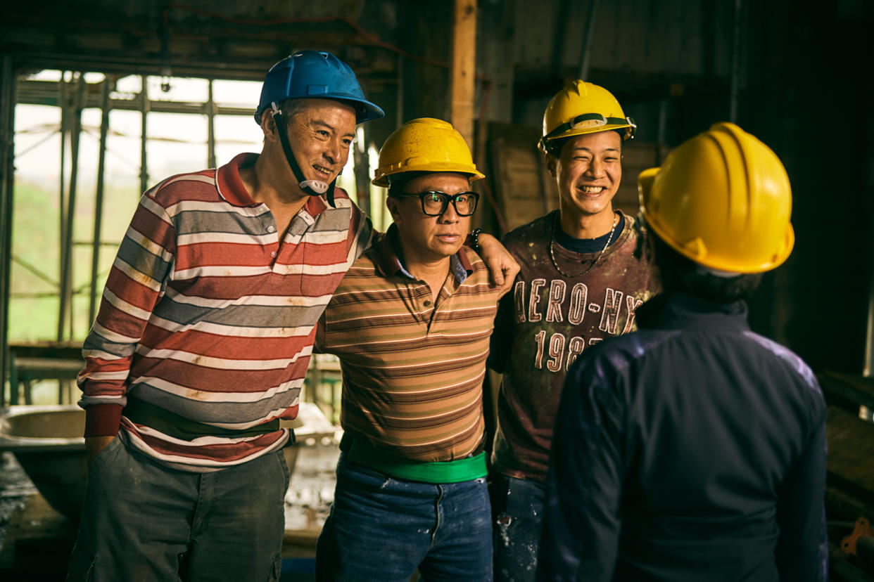 Christopher Lee, Yu An-shun and Hsueh Shih-ling in Workers. (Photo: HBO Go)