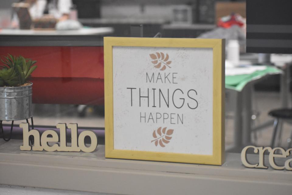 Makerspace entrance reflects the spirit of the club - these girls make things happen.