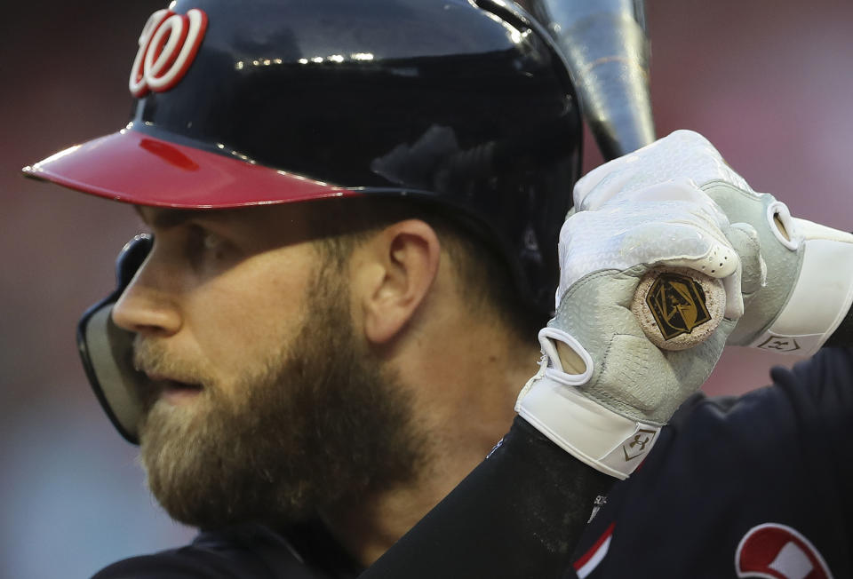 Bryce Harper’s move to the leadoff spot has resulted in four home runs and four Nationals wins in the first four games. (AP)