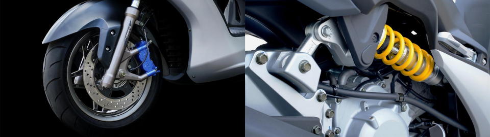 圖／2022 PGO Tigra 250 ABS採用水平六連桿後懸吊、預載與阻尼可調避震器，能提升車輛貼地性，使得操控更直接，同時降低因地形反饋的車輛震動。