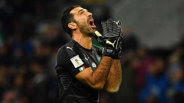 Buffon frustrated as Italy miss out on World Cup qualification. Pic: Getty