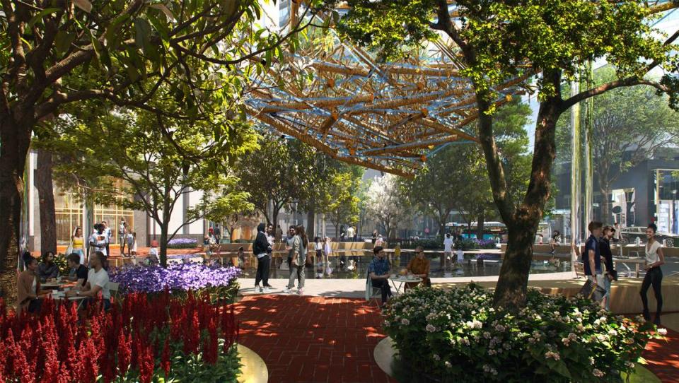 A rendering of one of the final ideas for McColl Park in uptown Charlotte.