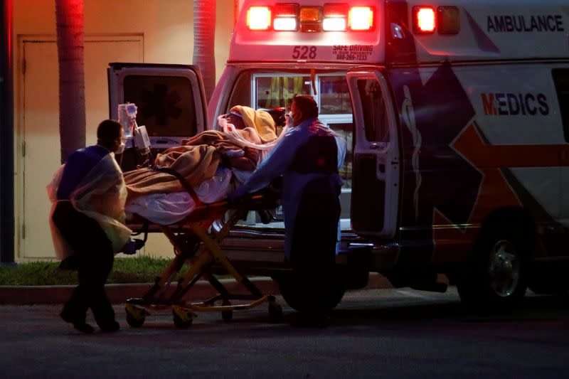 Patients from the Zaandam of the Holland America Line cruise ship, afflicted with coronavirus disease (COVID-19), in Fort Lauderdale