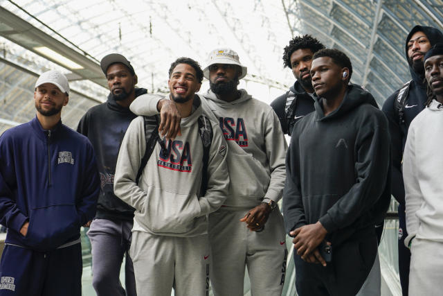 The US men's basketball team arrives in France, with its Paris Olympics  opener on Sunday - Yahoo Sports