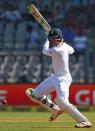 Cricket - India v England - Fourth Test cricket match - Wankhede Stadium, Mumbai, India - 8/12/16. England's Keaton Jennings plays a shot. REUTERS/Danish Siddiqui