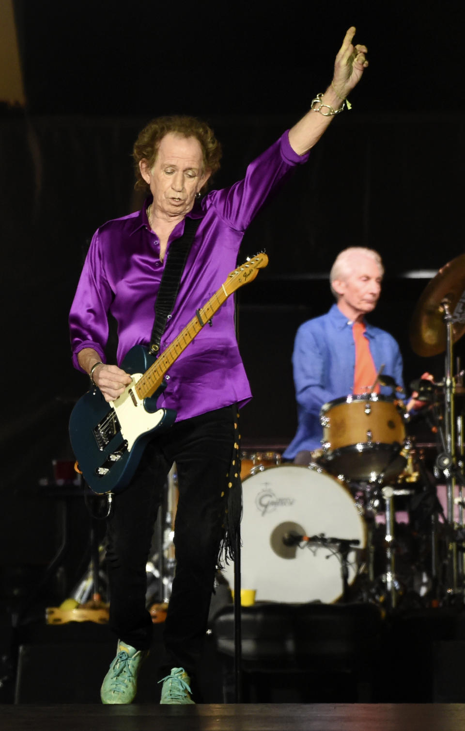 Keith Richards of the Rolling Stones performs during the band's concert at the Rose Bowl, Thursday, Aug. 22, 2019, in Pasadena, Calif. (Photo by Chris Pizzello/Invision/AP)