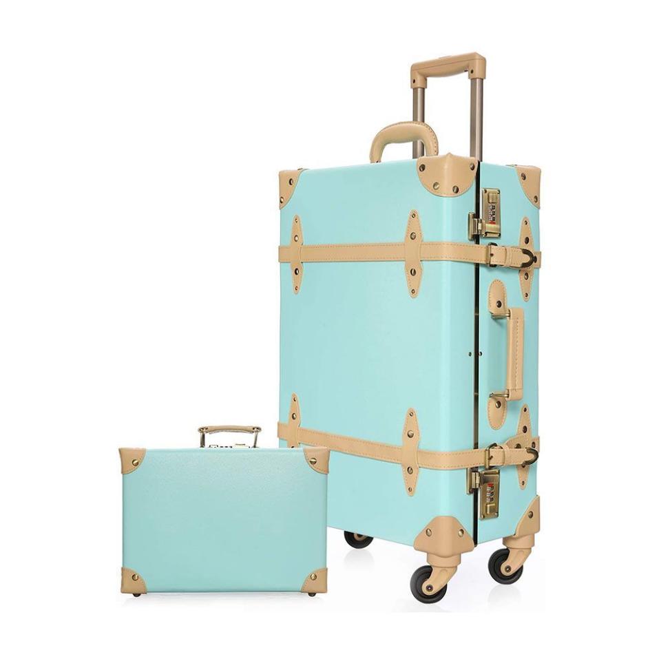 17) Urecity Vintage Trunk Suitcase Set