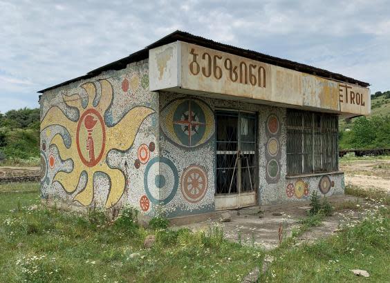 Soviet petrol station in Sachkere built in the 1980's (Robin Simpson)