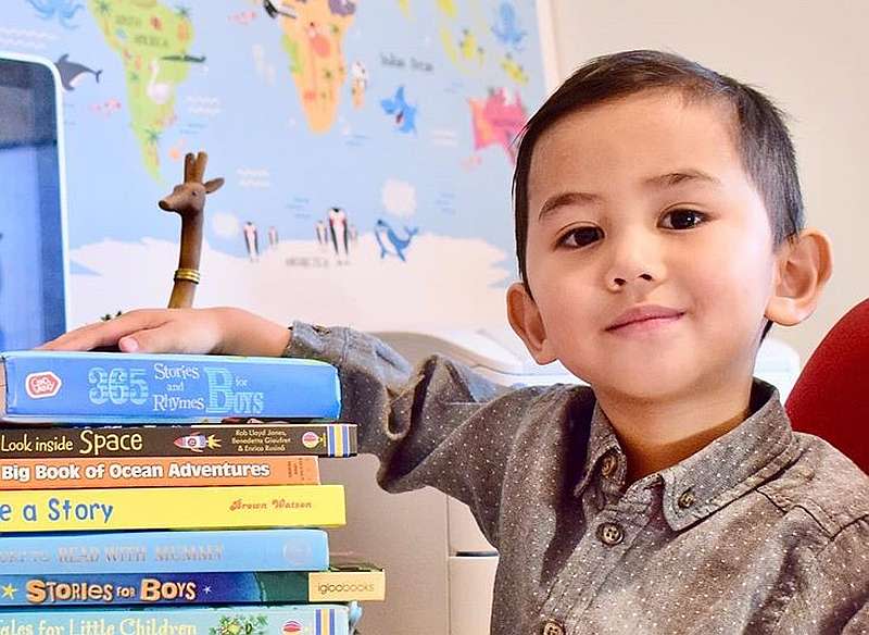 Muhammad Haryz Nadzim Mohd Hilmy Naim started reading himself bedtime stories from the age of two. — Picture via Facebook/aniraaasyikin