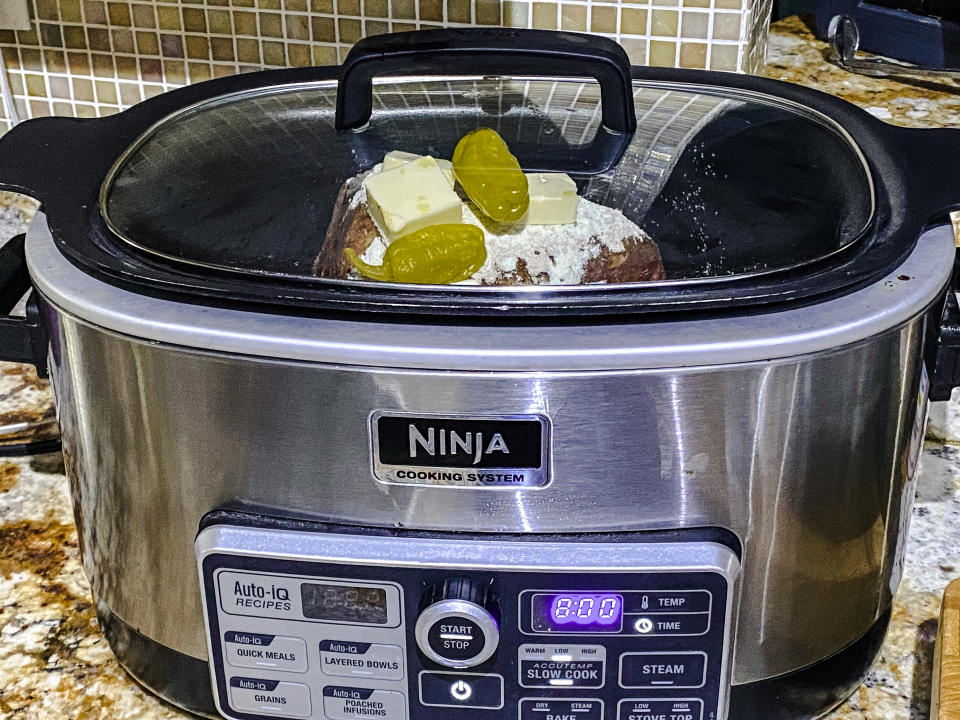 My Mississippi Pot Roast, nestled into my slow cooker. (Terri Peters/TODAY)