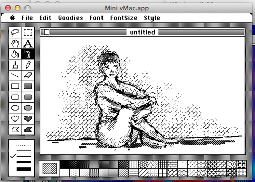 Nude figure drawn in Microsoft Paint