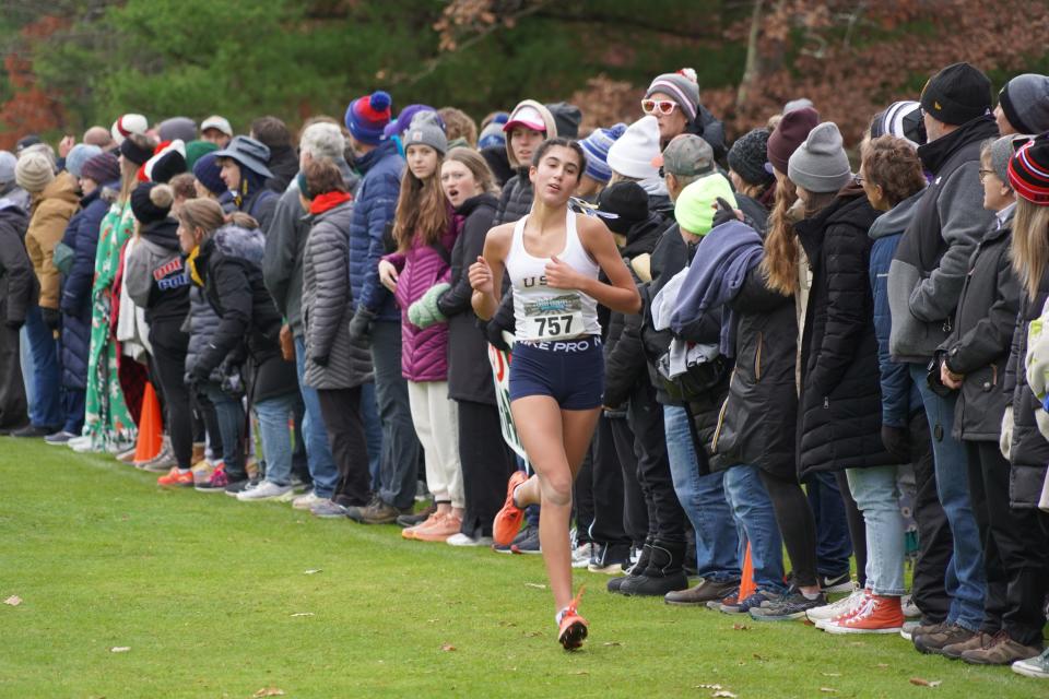 University School of Milwaukee's Cate Kohli ran a competitive start to the WIAA Division 2 girls state cross country meet before faltering late in the race at The Ridges Golf Course in Wisconsin Rapids on Saturday Oct. 28, 2023.