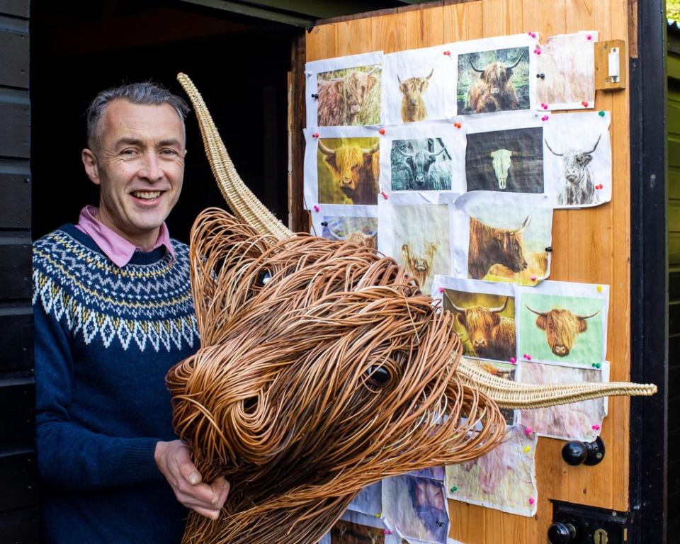 Basket maker Bob Johnston’s animal heads are in demand (Liam McBurney/PA)