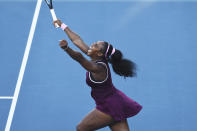 In this Jan. 12, 2020, photo, United States Serena Williams celebrates winning her finals singles match against United States Jessica Pegula at the ASB Classic in Auckland, New Zealand. (Chris Symes/Photosport via AP, File)