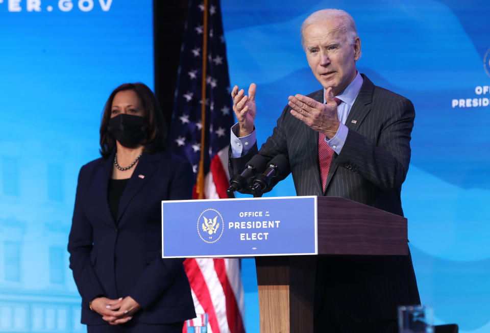 Vice President-elect Kamala Harris and President-elect Joe Biden. (Chip Somodevilla/Getty Images)