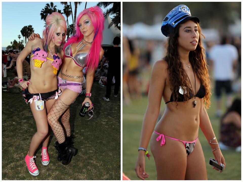 Coachella attendees stayed cool in their swimsuits.