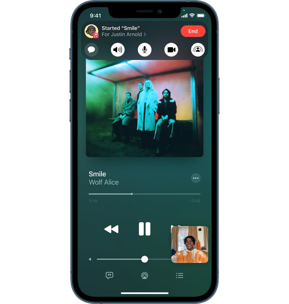 SharePlay current works with Apple Music, though Spotify is adding compatibility with the feature in the near future. (Image: Apple)