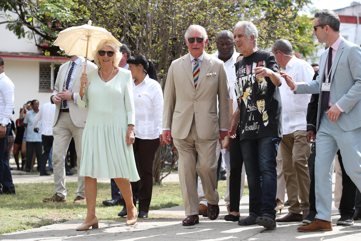 The Prince of Wales and the Duchess of Cornwall arrive at a British Classic Car event in Havana, Cuba, as part of an historic trip which celebrates cultural ties between the UK and the Communist state.