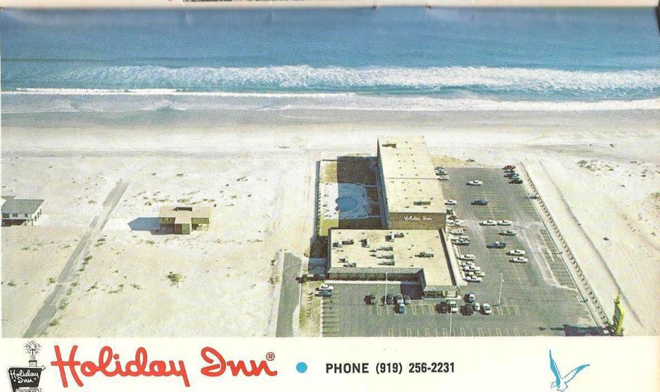 Promotional material showing the Holiday Inn at Wrightsville Beach in 1973, on the site of the former Moore's Inlet.