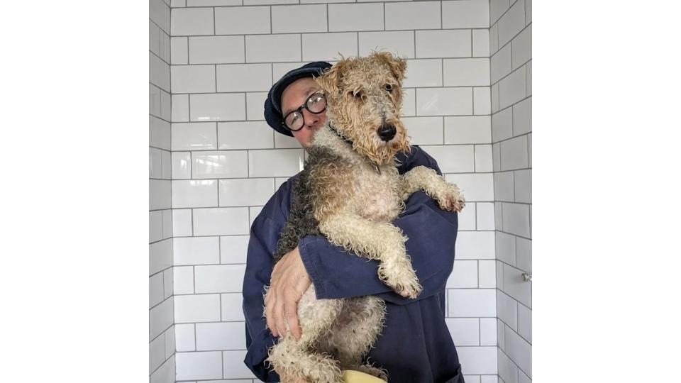 Christopher Shaw with his dog Keith