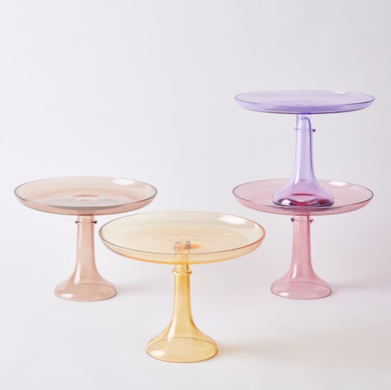 Estelle Colored Glass Hand-Blown Color Glass Cake Stand