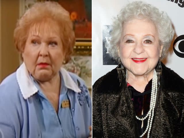 <p>Disney ; Beck Starr/WireImage</p> Left: Estelle Harris in 'The Suite Life of Zack and Cody'. Right: Estelle Harris at the Borgnine Movie Star Gala on Feb. 1, 2014 in Studio City, California