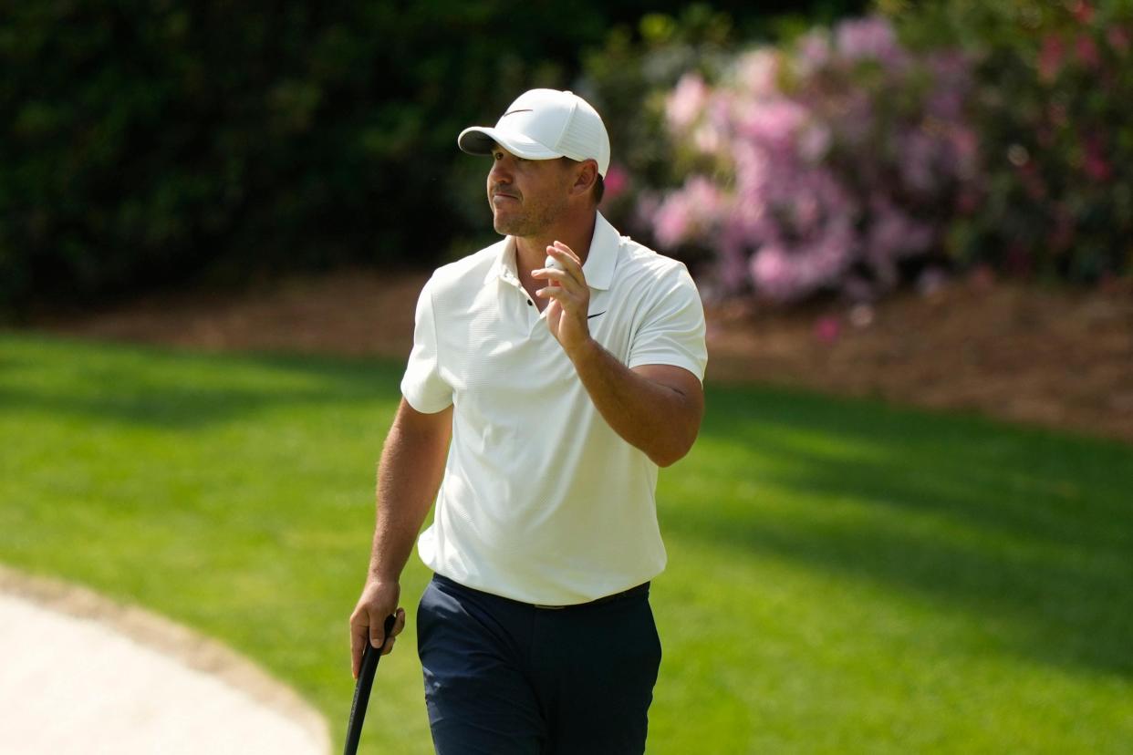 Brooks Koepka set the clubhouse target on day two of the 87th Masters (Charlie Riedel/AP) (AP)