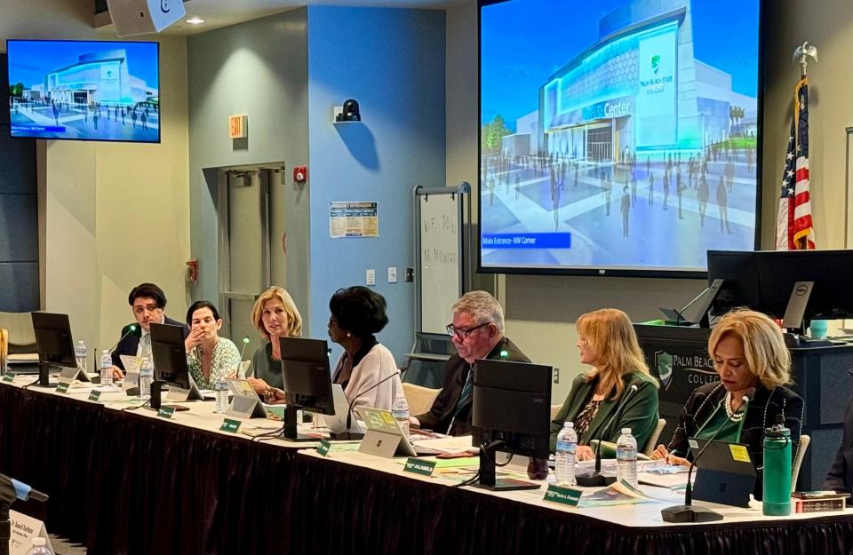 Wendy Link, third from left, addresses the Palm Beach State College Board of Trustees on Tuesday in Palm Beach Gardens.