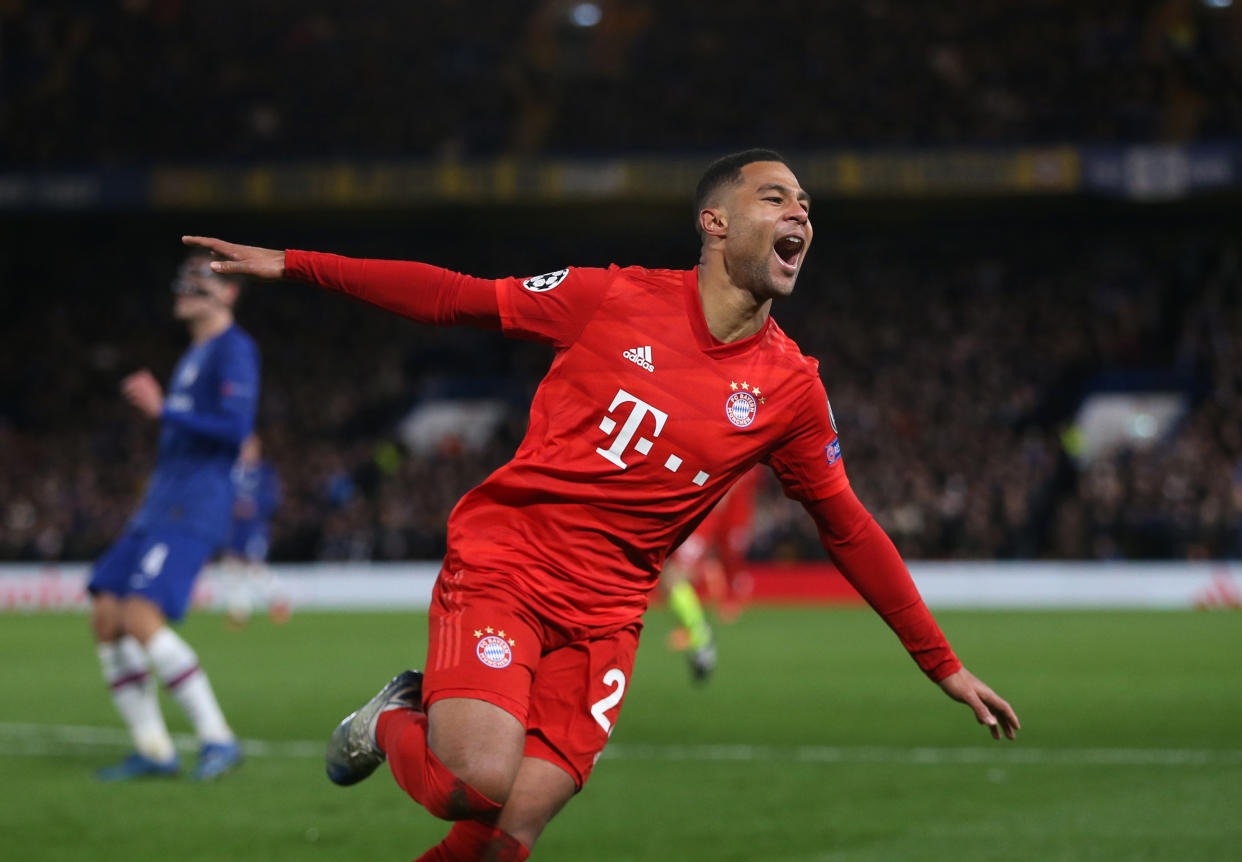 Bayern Munich's Serge Gnabry scored two second-half goals Tuesday in a 3-0 win over Chelsea. (Rob Newell/Getty)