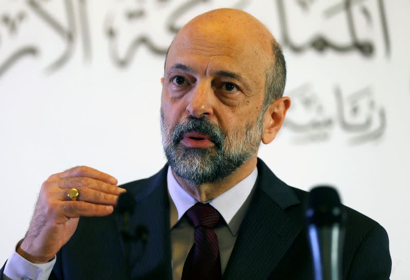 FILE PHOTO: Jordan's Prime Minister Omar al-Razzaz speaks to the media during a news conference in Amman