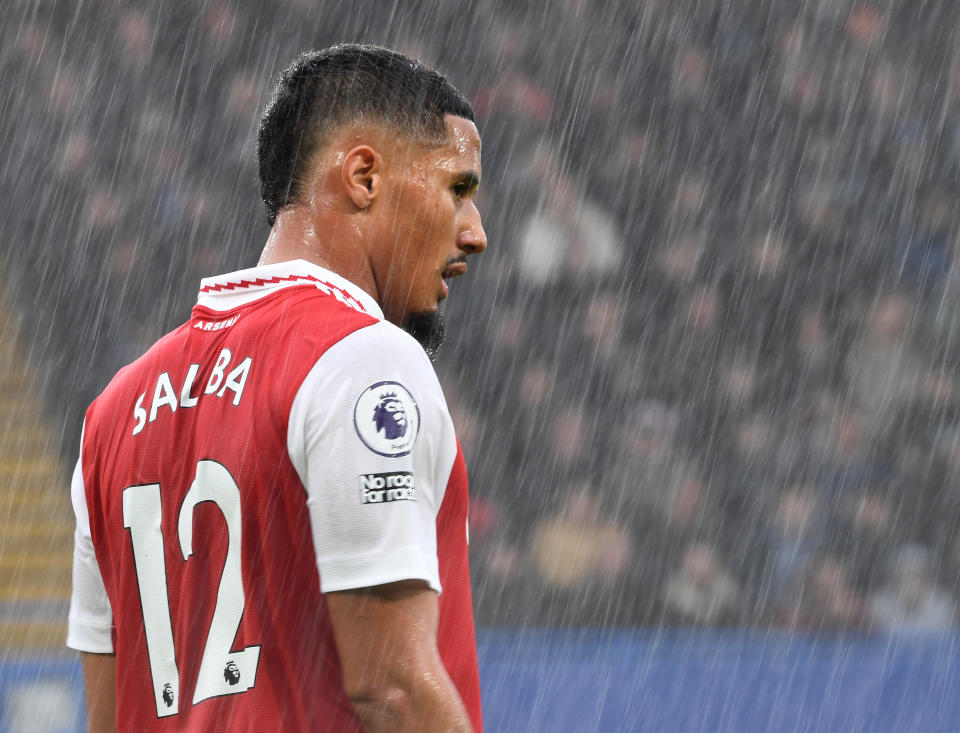 LONDON, ENGLAND - NOVEMBER 06: William Saliba of Arsenal during the Premier League match between Chelsea FC and Arsenal FC at Stamford Bridge on November 06, 2022 in London, England. (Photo by David Price/Arsenal FC via Getty Images)