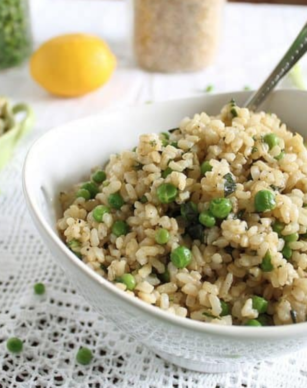 <p>Running to the Kitchen</p><p>The basil brown rice with lemon and peas dish is an easy side full of spring flavor and great for weeknight meals.</p><p><strong>Get the recipe: <a href="https://www.runningtothekitchen.com/basil-brown-rice-with-lemon-peas/" rel="nofollow noopener" target="_blank" data-ylk="slk:Basil Brown Rice with Lemon and Peas;elm:context_link;itc:0;sec:content-canvas" class="link ">Basil Brown Rice with Lemon and Peas</a></strong></p>