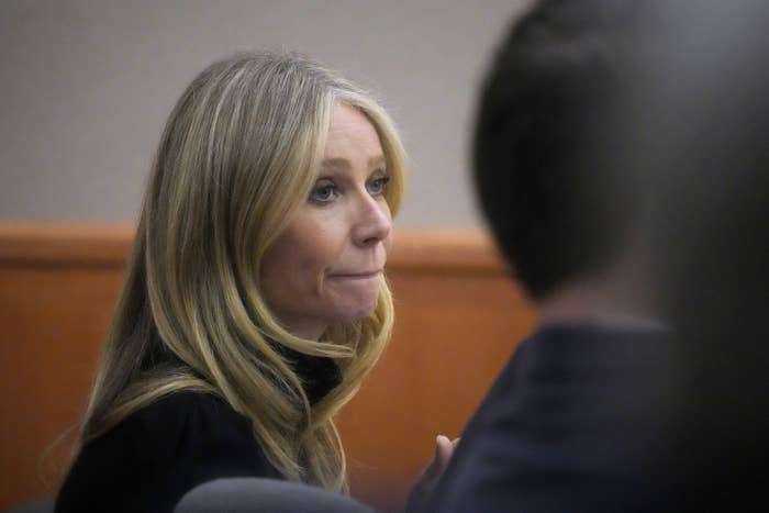 Actor Gwyneth Paltrow sits in court during her civil trial over a collision with another skier on March 29 in Park City, Utah.&nbsp;