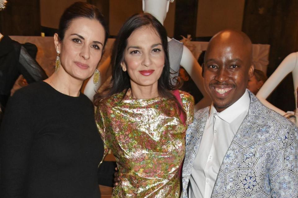 Fashionably green: Livia Firth, Yasmin Mills and Mothusi Lesolle (Photo by David M. Benett/Dave Benett/Getty Images for Eco-Age)