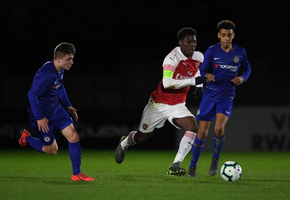 Jamal Musiala spent eight years at Chelsea’s academy (Arsenal FC via Getty Images)