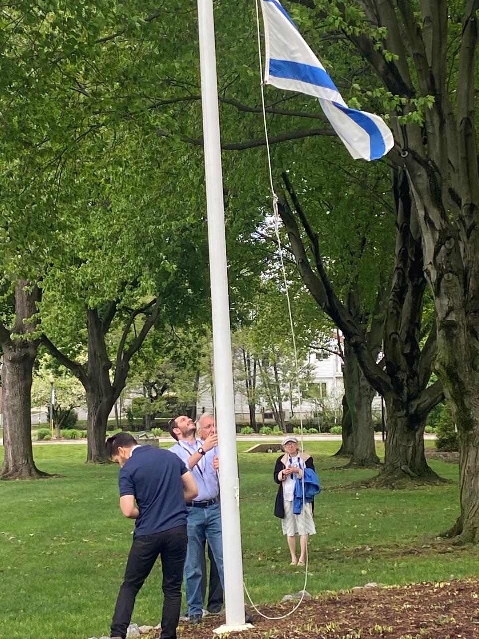 Members of the Jewish community gathered to celebrate Israel's independence with a flag raising ceremony in Clifton.