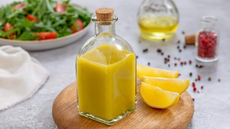 homemade salad dressing and lemons