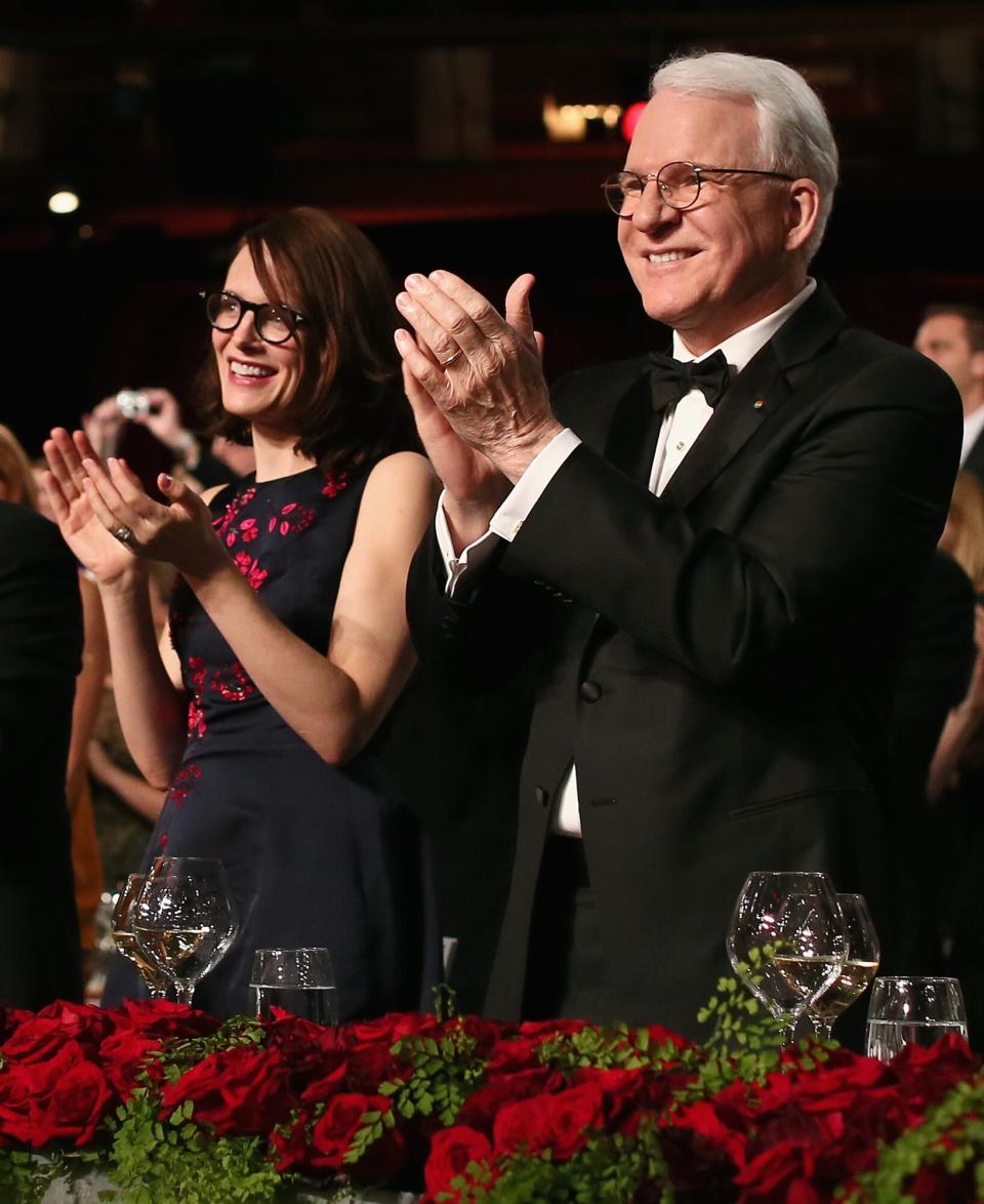 Steve Martin (R) and wife Anne Stringfield attend the 2015 AFI Life Achievement Award Gala Tribute Honoring Steve Martin at the Dolby Theatre on June 4, 2015 in Hollywood, California