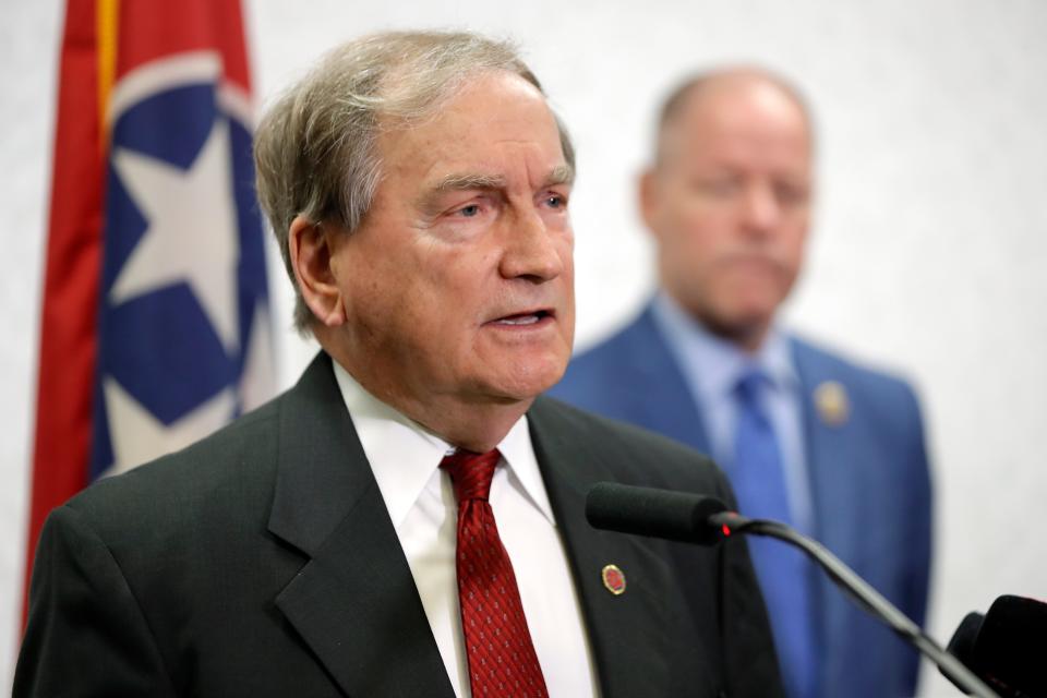 District Attorney General Ray Whitley speaks at a news conference at the Tennessee Bureau of Investigation on April 29, 2019.