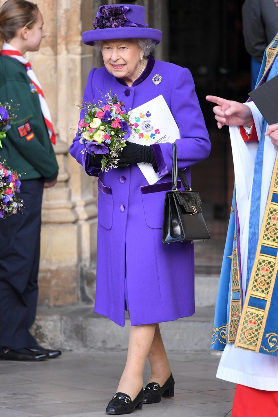 Queen Elizabeth II attends the Commonwealth Day service at Westminster Abbey on March 11, 2019 in London, England.