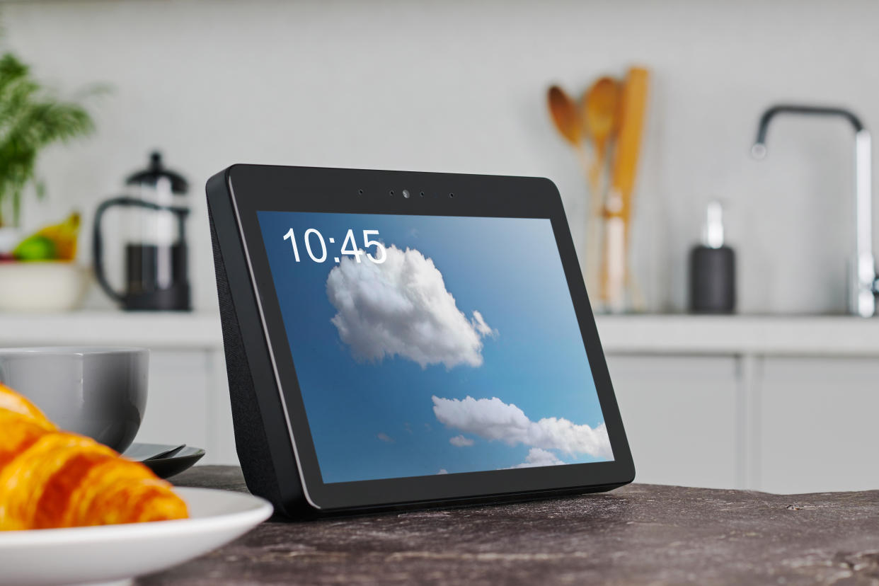 An Amazon Echo Show smart speaker photographed on a kitchen counter, taken on January 9, 2019. (Photo by Olly Curtis/Future via Getty Images)