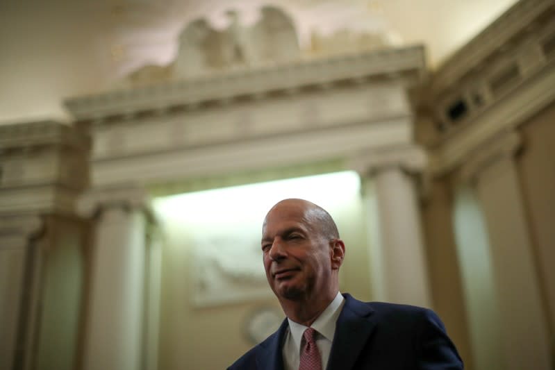 U.S. Ambassador to the EU Sondland returns after a break in his testimony before a House Intelligence Committee hearing as part of the Trump impeachment inquiry in Washington