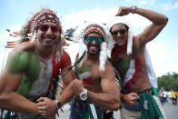 <p>Mexico fans enjoy the pre match atmosphere prior to the 2018 FIFA World Cup Russia group F match between Germany and Mexico at Luzhniki Stadium on June 17, 2018 in Moscow, Russia. (Photo by Alexander Hassenstein/Getty Images) </p>