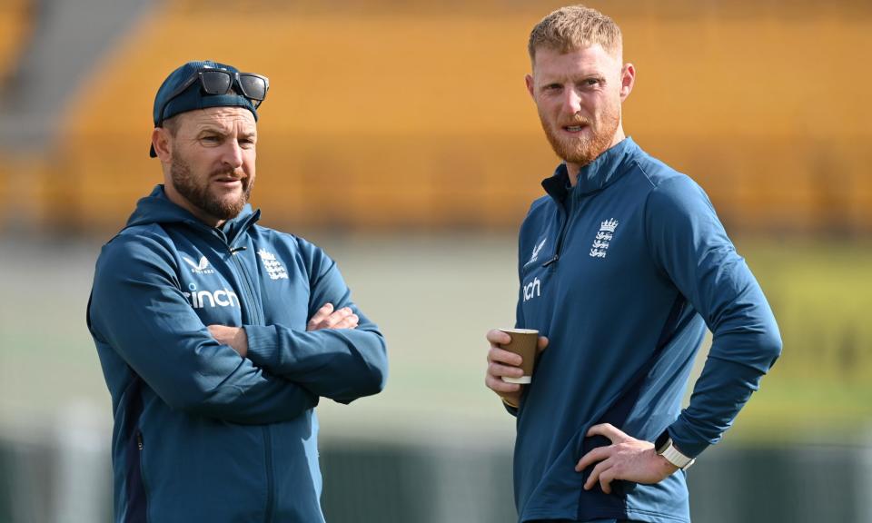 <span>Brendon McCullum and Ben Stokes have a few selection dilemmas for the Test series against West Indies.</span><span>Photograph: Gareth Copley/Getty Images</span>